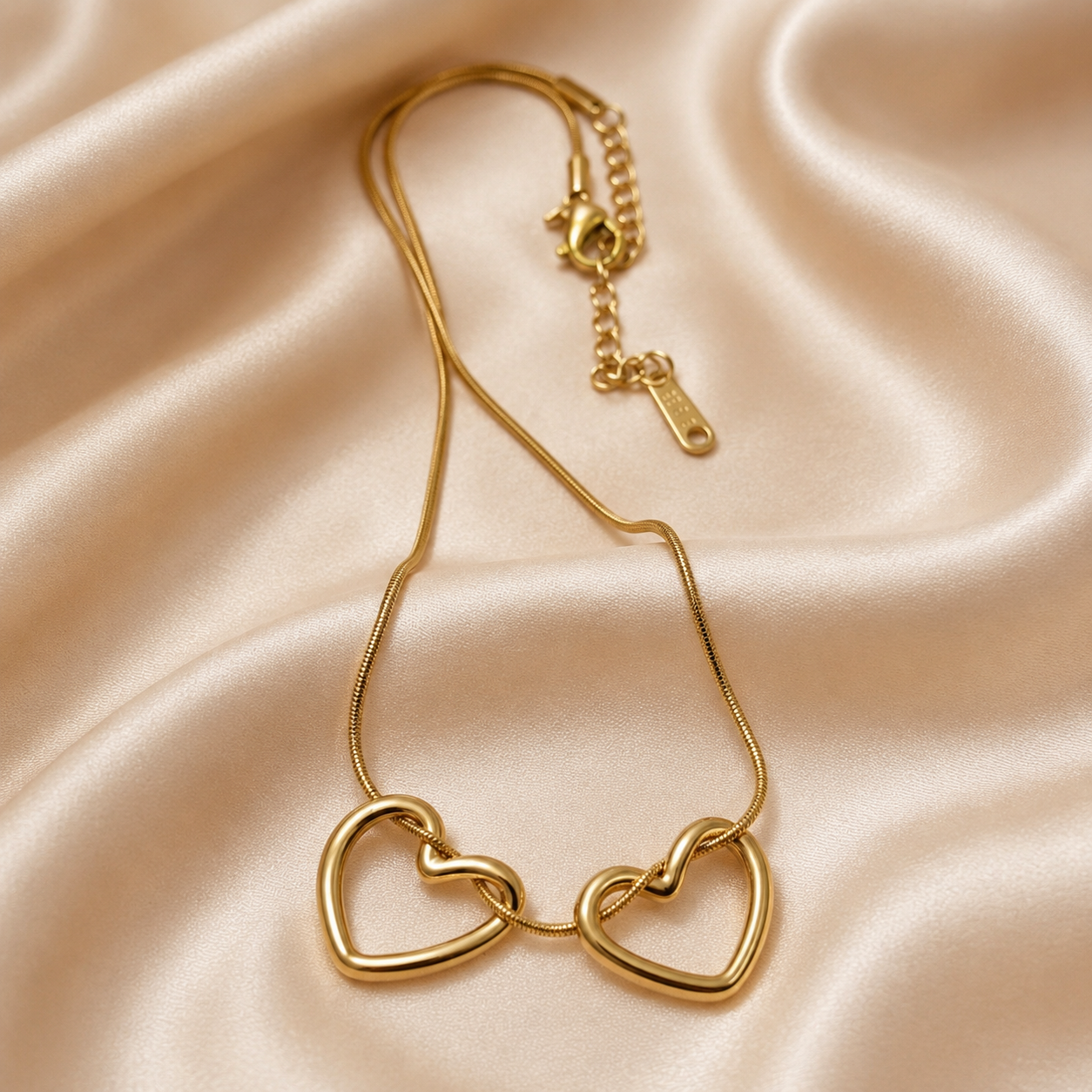 Double Heart Gold Necklace
